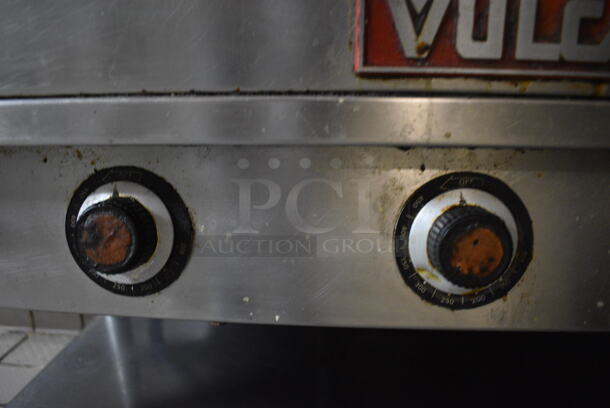 SWEET! Vulcan Stainless Steel Commercial Gas Powered Flat Top Griddle w/ Thermostatic Controls and Undershelf on Commercial Casters. BUYER MUST REMOVE. 48x31x37 - Image 5 of 6