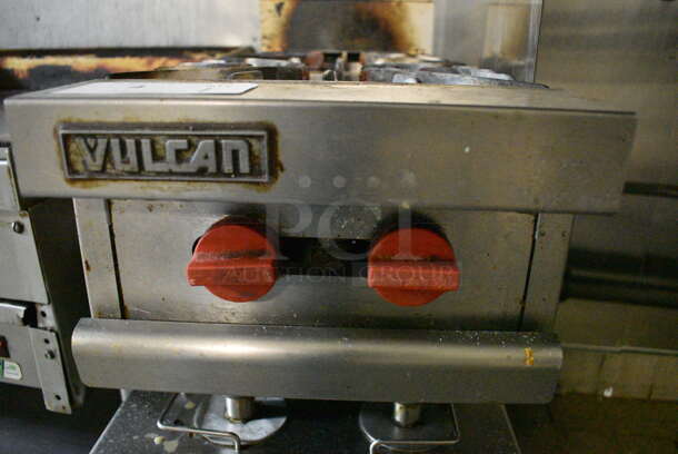 GREAT! Vulcan Stainless Steel Commercial Countertop Gas Powered 2 Burner Range. Comes w/ Side Splash Guard. BUYER MUST REMOVE. 12x30.5x16 - Image 5 of 5