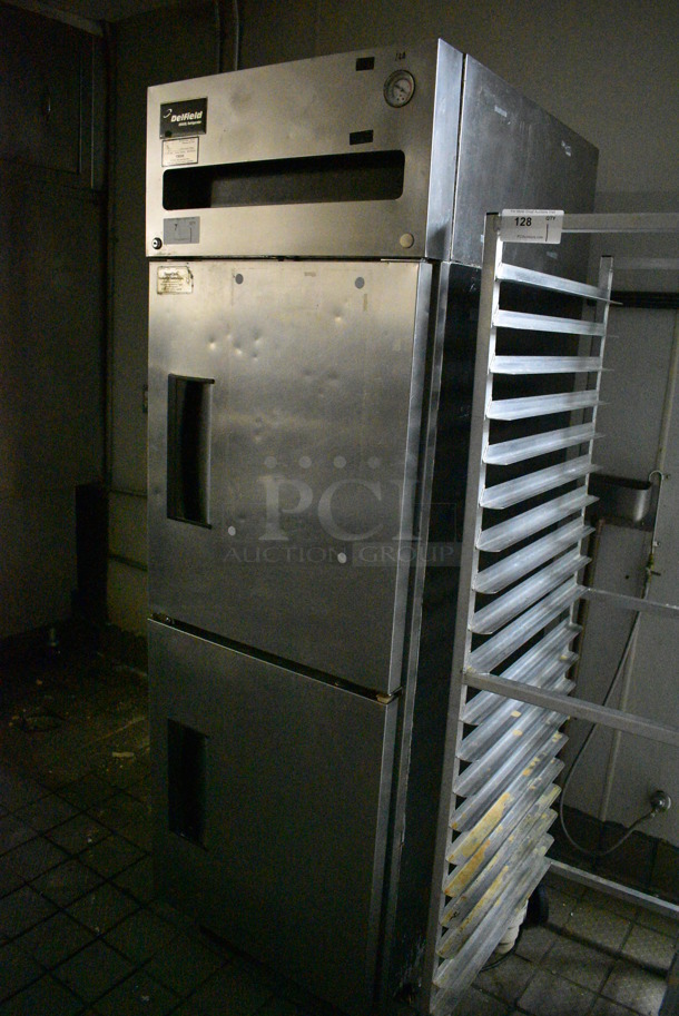 NICE! Delfield Model 6025XL-SH-RR1 Stainless Steel Commercial 2 Half Size Door Reach In Cooler on Commercial Casters. 115 Volts, 1 Phase. 25.5x32.5x79 - Image 2 of 7