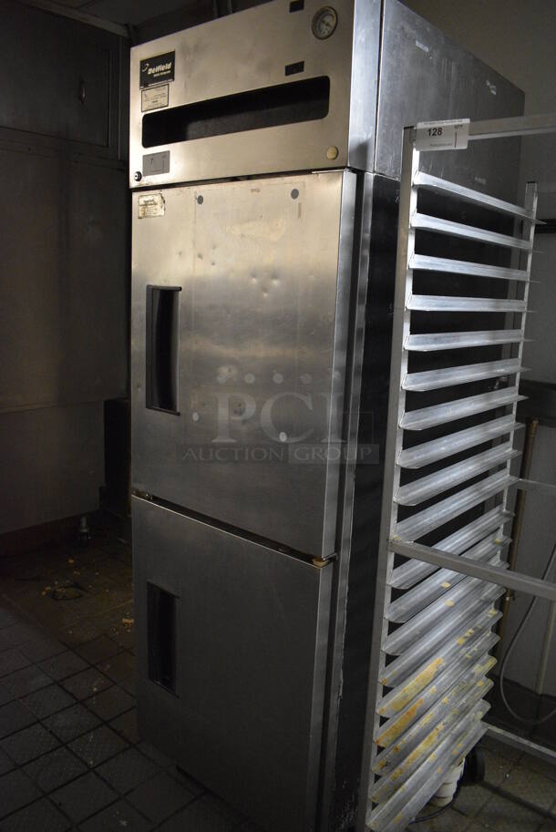 NICE! Delfield Model 6025XL-SH-RR1 Stainless Steel Commercial 2 Half Size Door Reach In Cooler on Commercial Casters. 115 Volts, 1 Phase. 25.5x32.5x79 - Image 7 of 7