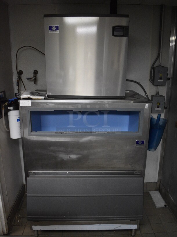 BEAUTIFUL! Manitowoc Model IY1874C-161 Stainless Steel Commercial Ice Machine Head on Manitowoc Model F1300 Stainless Steel Commercial Ice Bin w/ Manitowoc Model ICVD18953-263 Metal Commercial Remote Condenser (on the roof). 115/208-230 Volts, 1 Phase. BUYER MUST REMOVE. 48x39x94 - Image 1 of 12