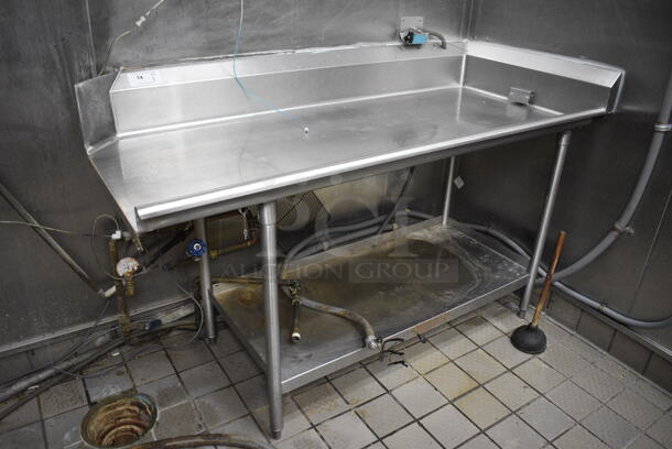 Stainless Steel Commercial Right Side Clean Side Dishwasher Table w/ Undershelf. BUYER MUST REMOVE. 66x30x43
