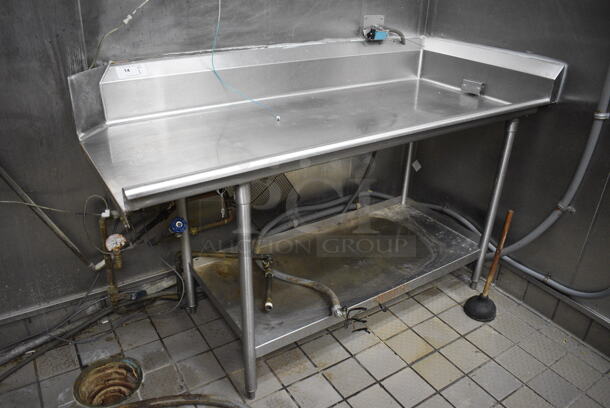 Stainless Steel Commercial Right Side Clean Side Dishwasher Table w/ Undershelf. BUYER MUST REMOVE. 66x30x43 - Image 1 of 3