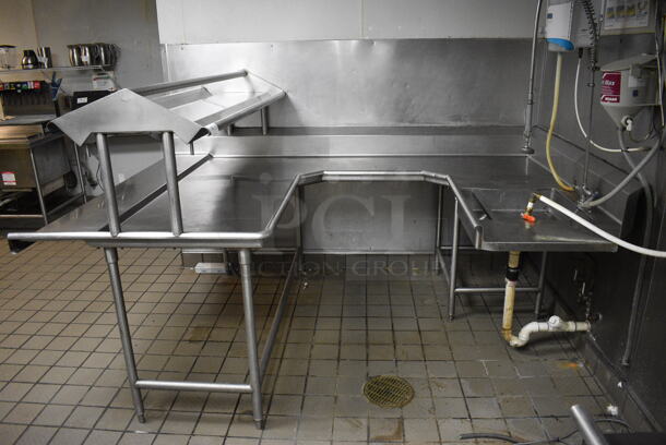 Stainless Steel Commercial Left Side Dirty Side Dishwasher Table w/ Overshelf. BUYER MUST REMOVE. 74x103x59.5. Bay 21x21x5
