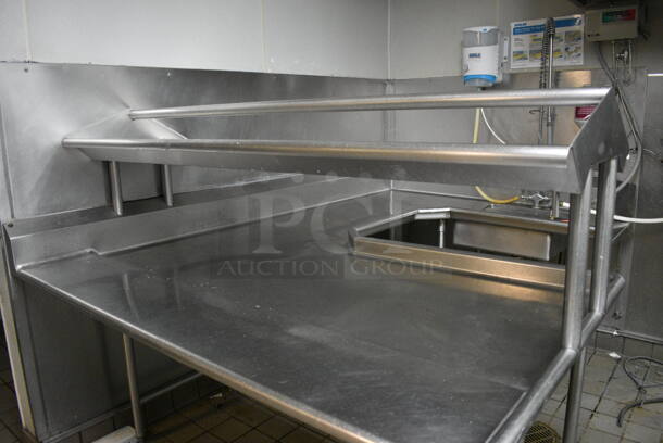 Stainless Steel Commercial Left Side Dirty Side Dishwasher Table w/ Overshelf. BUYER MUST REMOVE. 74x103x59.5. Bay 21x21x5 - Image 6 of 6