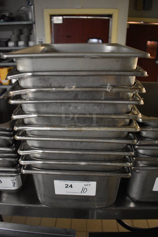 10 Stainless Steel 1/2 Size Drop In Bins. 1/2x6. 10 Times Your Bid!