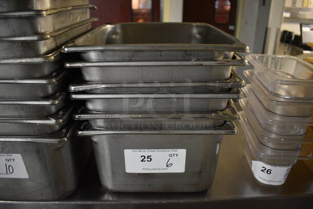 6 Stainless Steel 1/2 Size Drop In Bins. 1/2x6. 6 Times Your Bid!