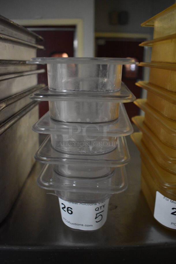 5 Clear Poly 1/9 Size Drop In Bins. 1/9x4. 5 Times Your Bid! - Image 1 of 2