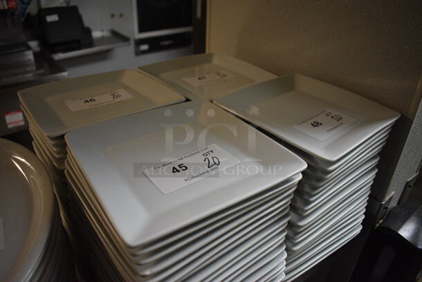20 White Ceramic Square Plates. 8.5x8.5x1. 20 Times Your Bid! - Image 3 of 3