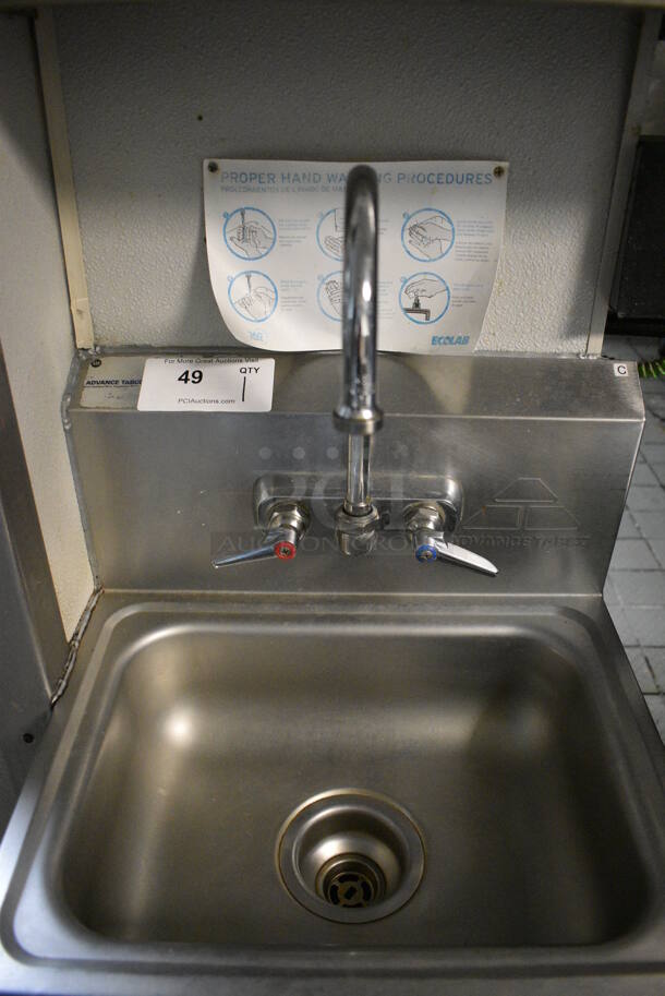 Stainless Steel Commercial Single Bay Wall Mount Sink w/ Faucet and Handles. 17x16x20 - Image 3 of 3