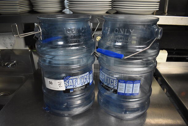 2 San Jamar SafTice Blue Poly Ice Buckets. 10x10x18. 2 Times Your Bid!