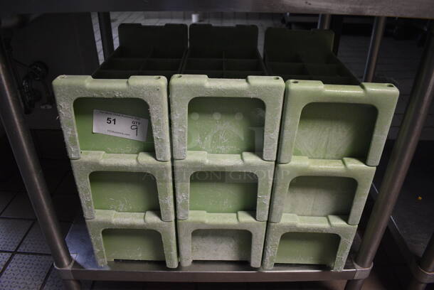 9 Green Poly Silverware Caddies. 18x7.5x7.5. 9 Times Your Bid! - Image 1 of 3