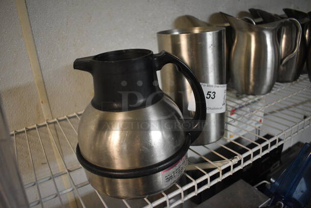 2 Stainless Steel Items; Coffee Urn and Cylindrical Bin. 5x5x8, 7x6x7.5. 2 Times Your Bid! - Image 2 of 3