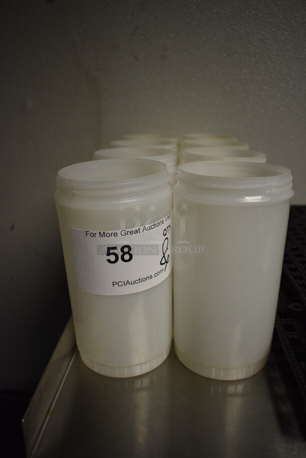 8 White Poly Containers. 3.5x3.5x6.5. 8 Times Your Bid!