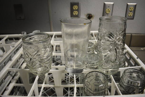 14 Various Glasses in Dish Caddy. Includes 3x3x6.5. 14 Times Your Bid!