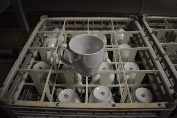 16 White Ceramic Mugs in Dish Caddy. 5x4x4. 16 Times Your Bid! - Image 2 of 2