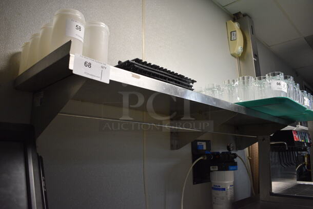 Stainless Steel Commercial Wall Mount Shelf. BUYER MUST REMOVE. 72x18x9
