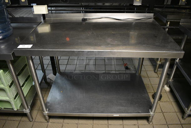 Stainless Steel Commercial Table w/ Undershelf and Backsplash. 48x30x37