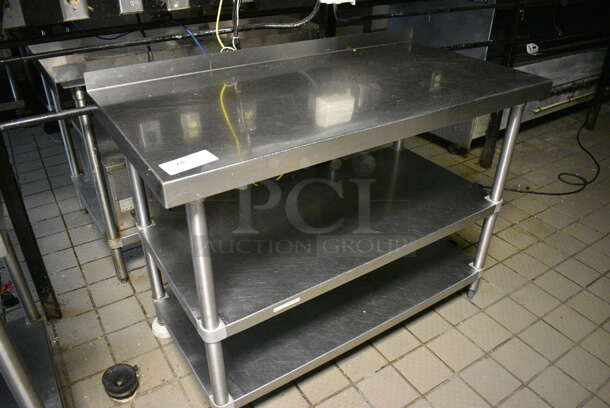 Stainless Steel Commercial Table w/ 2 Undershelves and Backsplash. 48x24x36.5 - Image 2 of 3