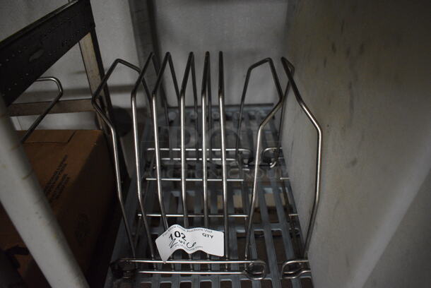 ALL ONE MONEY! Lot of 2 Chrome Finish Cutting Board Racks w/ 6 Various Cutting Boards! Rack: 11x9x10.5 - Image 3 of 4