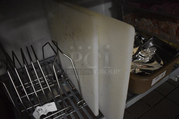 ALL ONE MONEY! Lot of 2 Chrome Finish Cutting Board Racks w/ 6 Various Cutting Boards! Rack: 11x9x10.5 - Image 4 of 4