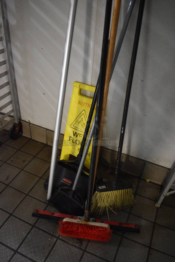 ALL ONE MONEY! Lot of Various Items Including Hood Filter Pole and Brooms! - Image 2 of 3