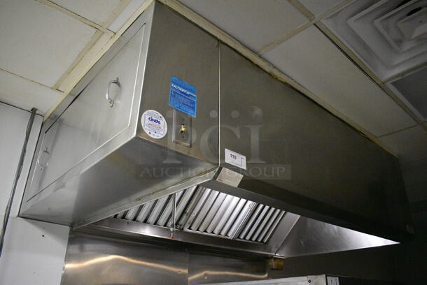 FANTASTIC! 7' Kalthoff SELF CONTAINED Stainless Steel Commercial Grease Hood w/ Filters and Lights. BUYER MUST REMOVE. 84x51x24