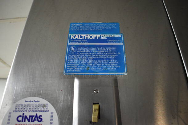 FANTASTIC! 7' Kalthoff SELF CONTAINED Stainless Steel Commercial Grease Hood w/ Filters and Lights. BUYER MUST REMOVE. 84x51x24 - Image 6 of 6