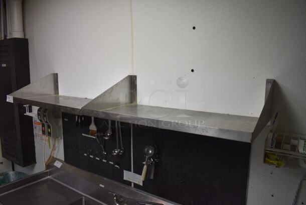 2 Stainless Steel Wall Mount Shelves. BUYER MUST REMOVE. 36x18x10. 2 Times Your Bid!