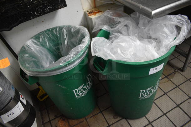 2 Green Trash Cans. 19x21x29. 2 Times Your Bid! - Image 2 of 3