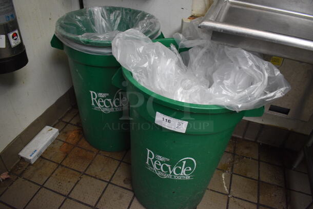 2 Green Trash Cans. 19x21x29. 2 Times Your Bid! - Image 3 of 3