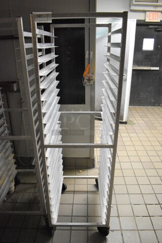Metal Commercial Pan Transport Rack on Commercial Casters. 20.5x26x69