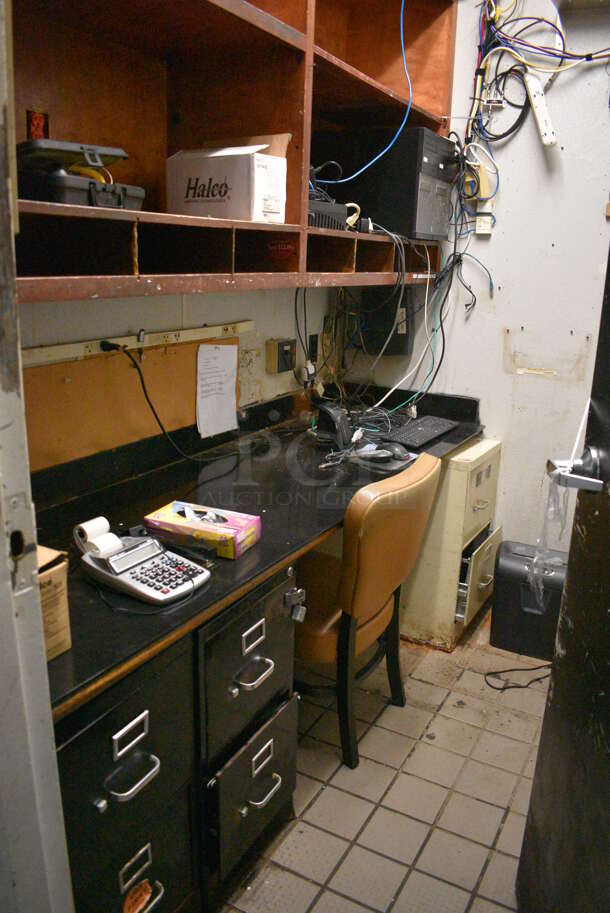 ALL ONE MONEY! ROOM LOT of Contents of Office Including Safe, Filing Cabinets and Chair! Safe Does Not Come w/ Combination. BUYER MUST REMOVE - Image 1 of 7