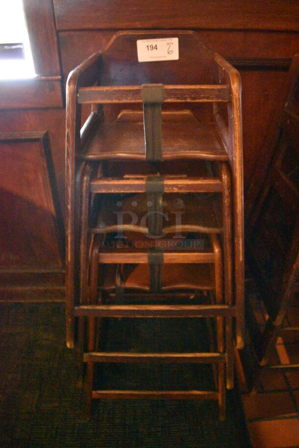 6 Wood Pattern High Chairs. 19x20x30. 6 Times Your Bid! - Image 1 of 2