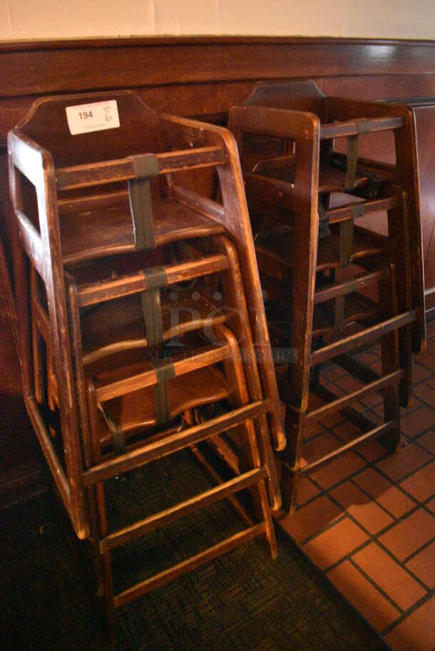 6 Wood Pattern High Chairs. 19x20x30. 6 Times Your Bid! - Image 2 of 2
