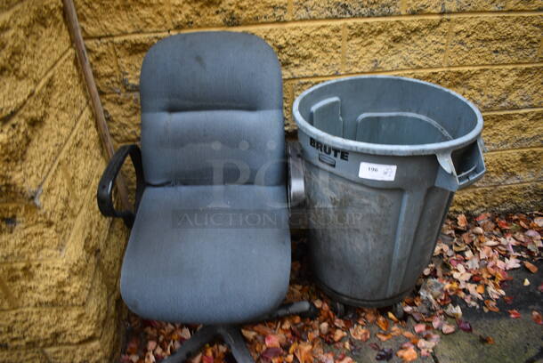 2 Items; Office Chair and Trash Can. Includes 22x22x33. 2 Times Your Bid! - Image 1 of 3