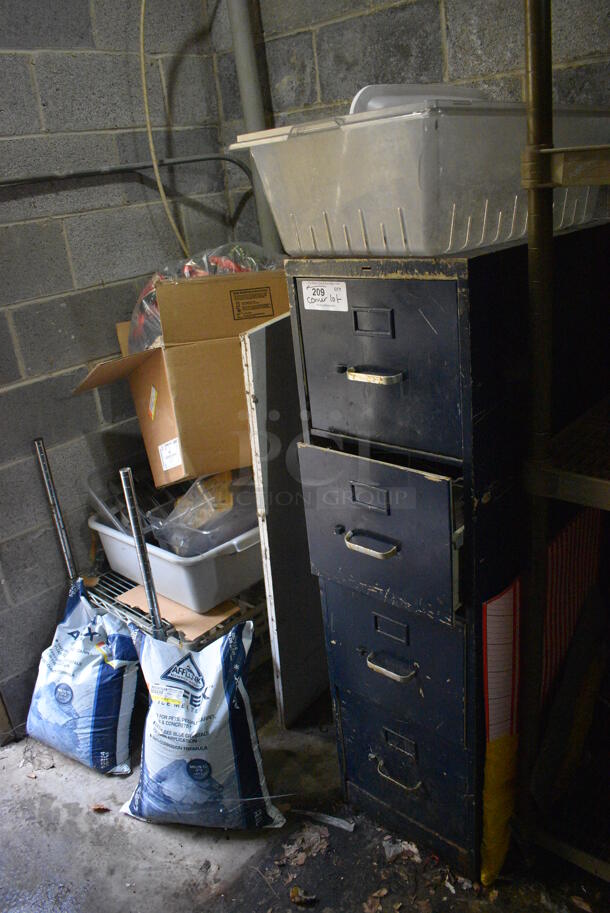 ALL ONE MONEY! Lot of Various Items Including Filing Cabinet and Ice Melter! 
