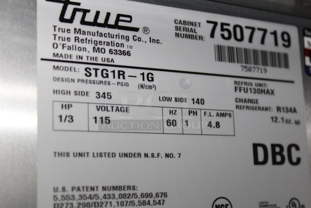 FABULOUS! True Model STF1R-1G Commercial Stainless Steel Single Glass Door Refrigerator/Cooler On Commercial Casters. 28x33x84. 115V/60Hz. Working When Removed! - Image 3 of 6
