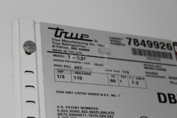 TERRIFIC! True Model T-23F Commercial Stainless Steel Single Door Reach In Freezer On Commercial Casters. 27x30x82. 115V/60Hz. Working When Removed! - Image 3 of 6