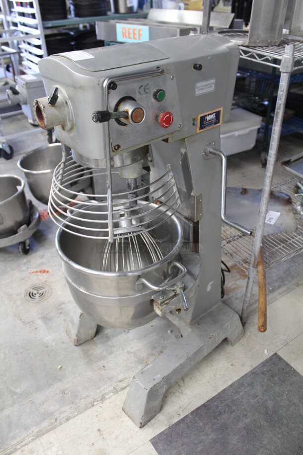 WOAH! Model VFM30B-A Commercial 30qt Planetary Floor Mixer With Safety Cage, Stainless Steel Bowl, And Commercial Whisk Attachment. 21x22x44.5. 110V/60Hz. Working When Removed! - Image 3 of 8