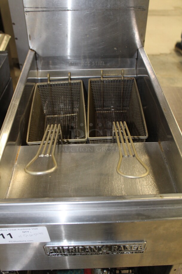 GREAT! American Range Model AF-35/50 Commercial Stainless Steel Natural Gas 35-50lb Fryer On Commercial Casters. 15.5x30.5x45. Working When Pulled! - Image 2 of 8