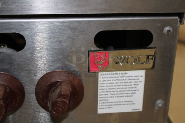 AWESOME! Wolf Model AHP424-1 Commercial Stainless Steel 4 Burner Natural Gas Countertop Range On Equipment Stand On Commercial Casters. 26x30x40. Working When Removed! - Image 3 of 8