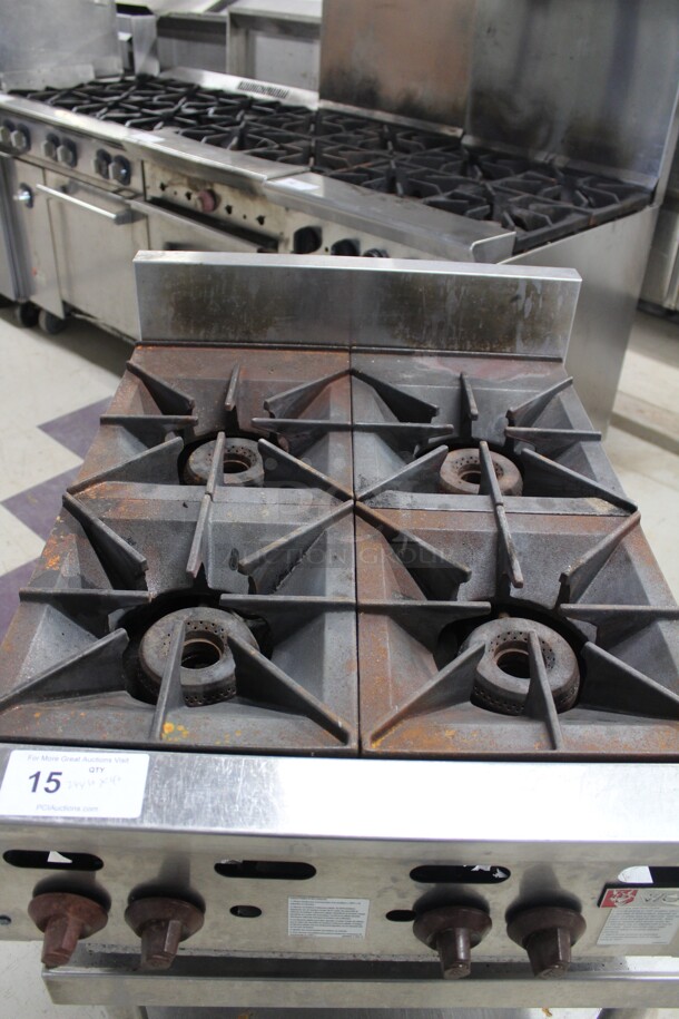 AWESOME! Wolf Model AHP424-1 Commercial Stainless Steel 4 Burner Natural Gas Countertop Range On Equipment Stand On Commercial Casters. 26x30x40. Working When Removed! - Image 4 of 8