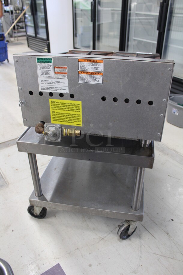 AWESOME! Wolf Model AHP424-1 Commercial Stainless Steel 4 Burner Natural Gas Countertop Range On Equipment Stand On Commercial Casters. 26x30x40. Working When Removed! - Image 7 of 8