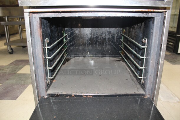 GREAT FIND! Commercial Stainless Steel Natural Gas 4 Burner Range With Oven On Commercial Casters. 24x32x56. Working When Removed!  - Image 2 of 7