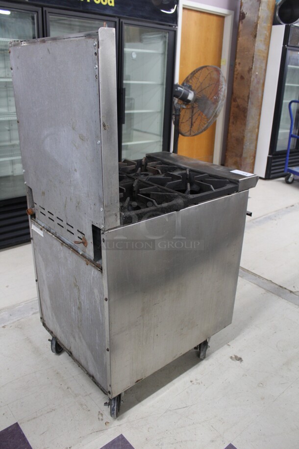 GREAT FIND! Commercial Stainless Steel Natural Gas 4 Burner Range With Oven On Commercial Casters. 24x32x56. Working When Removed!  - Image 7 of 7