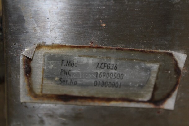 TERRIFIC! Electrolux Model ACFG36 Commercial Stainless Steel Natural Gas 6 Burner Range With Oven On Commercial Casters. 36x32.5x37. Working When Removed!  - Image 6 of 8