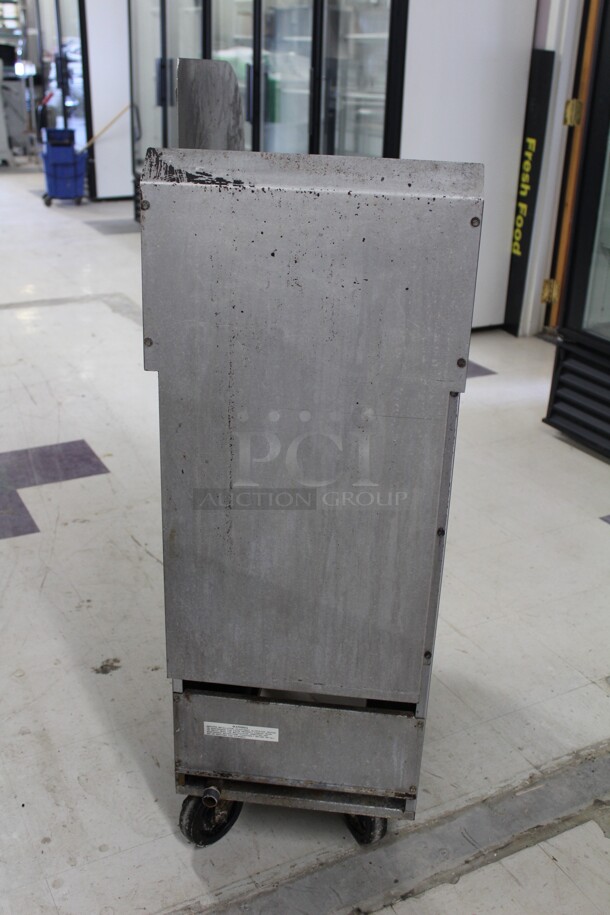 SUPER! Royal Commercial Stainless Steel Natural Gas  Floor Fryer On Commercial Casters With Sidesplash. 15.5x31x44.5. Working When Removed!  - Image 6 of 7