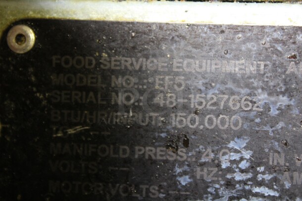 FABULOUS! Vulcan Model EF5 Commercial Stainless Steel Natural Gas 60-70lb Floor Fryer On Commercial Casters. 21x60x46.5. Working When Removed!  - Image 4 of 8