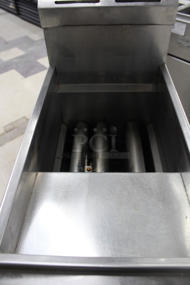 NICE! American Range Model AF 35/50 Commercial Stainless Steel Natural Gas 35-50Lb Floor Fryer On Commercial Casters. 15.5x31x44.5. Working When Removed!  - Image 6 of 8